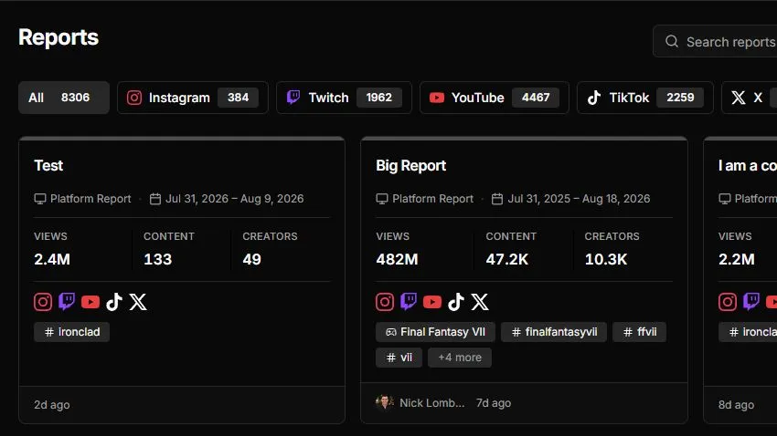 Searchable reports library